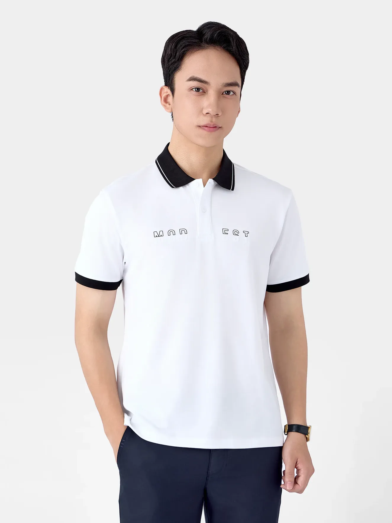 Áo Polo Nam Phối Cổ In Chữ Phom Slimfit APC25122