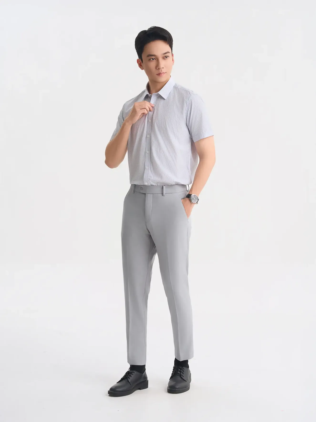 Áo Sơ Mi Nam Ngắn Tay Casual Kẻ Sọc ASC25010 - Ảnh 4