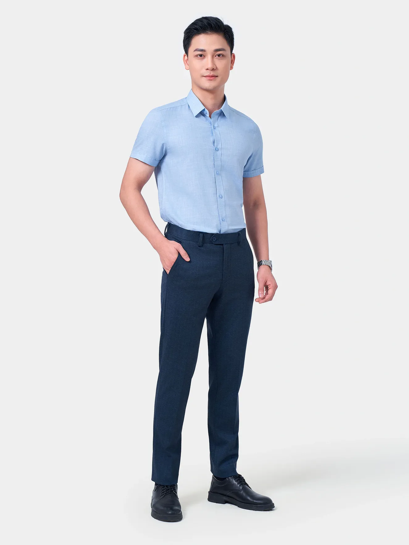 Áo Sơ Mi Ngắn Tay 5S Fashion Hiệu Ứng Màu Melange ASC24076 - Ảnh 3