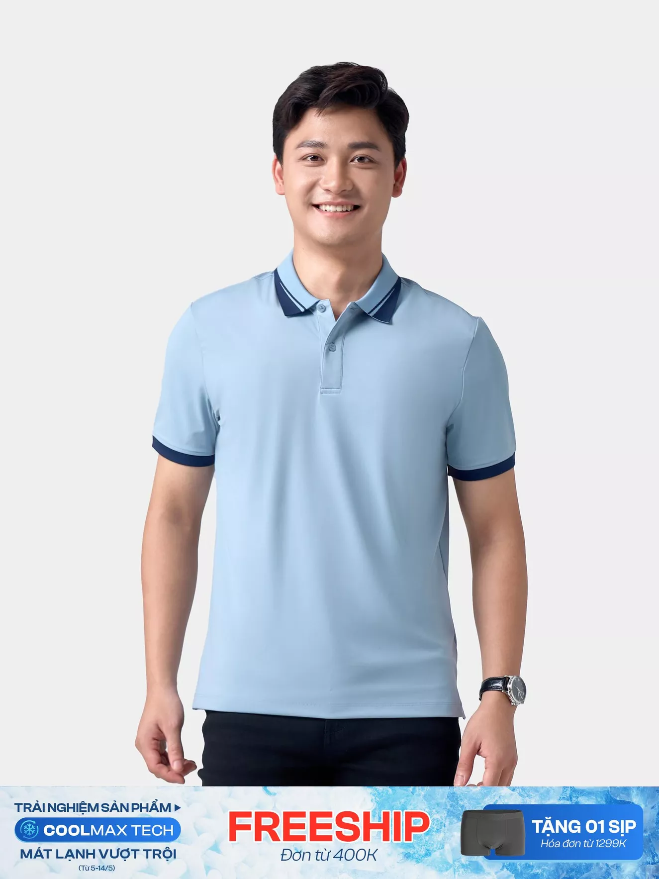 Áo Polo Nam Thể Thao Bo Phối Màu Regular APC24005 - Hình ảnh 5