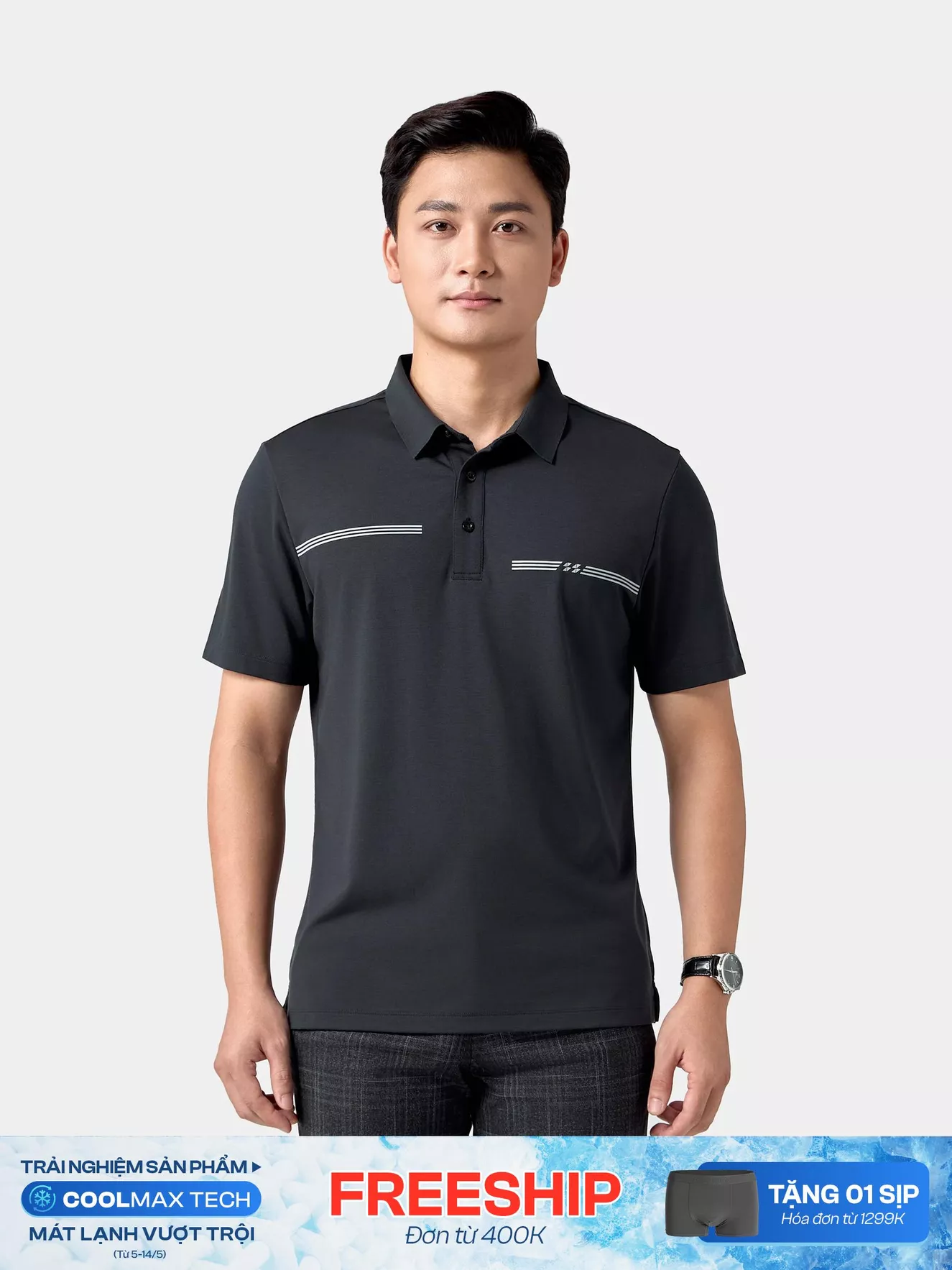 Áo Polo Nam Premium In Kẻ Phom Regular APC24034 - Hình ảnh 9