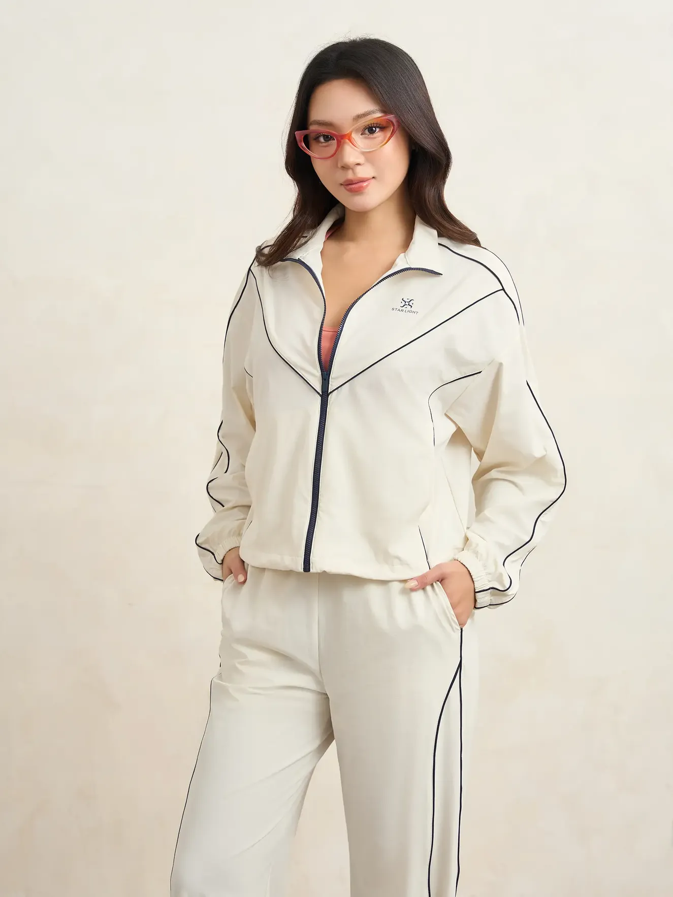 Set Bộ Gió Nữ 5S Fashion Phối Line Nữ Tính Phom Regular WBKG25007 - Ảnh 5